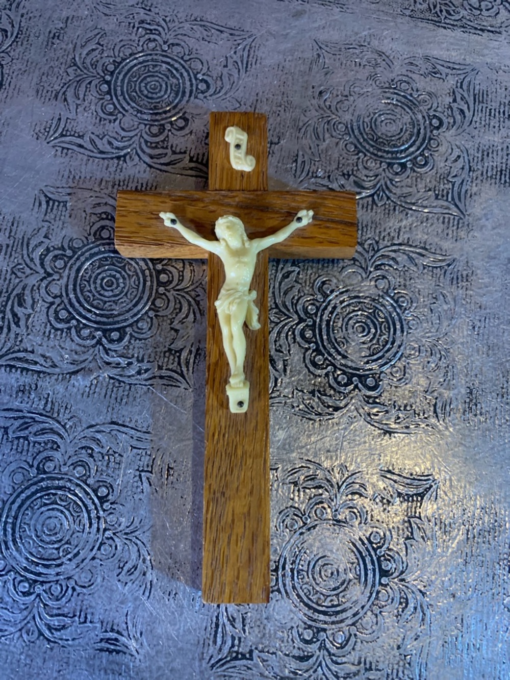 Vintage Crucifix on Wood Plastic